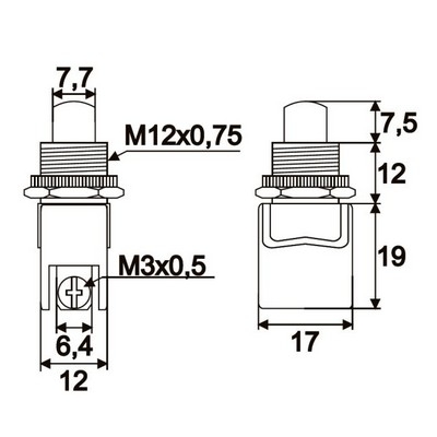 Nyomgomb 250V 4A piros 09063PI OFF-On